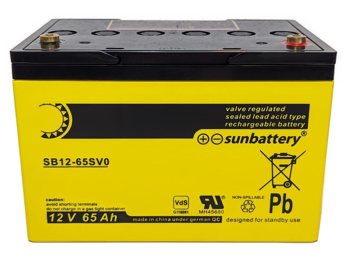 SUN Battery SB12-65SV0 12V 65Ah Blei Akku AGM mit VdS